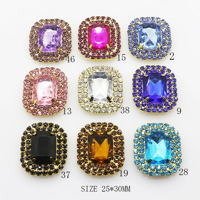 

YWXINXI NEW 10Pcs/Lot 25*30MM Metal Rhinestone Jewelry Findings Accessories Components for Making Handwork Decoration