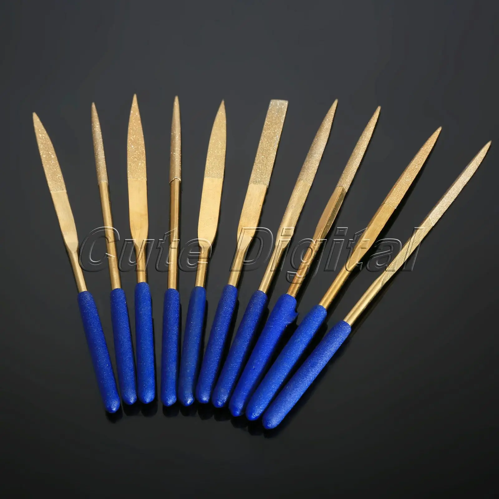 FITOOL 7-Inch Titanium Diamond Needle Files 10Pcs (10 Shapes), Medium #120 Grit, For Metal/Ceramic/Jewelry/Glass Filing, Quality-Grade (Class II) Jewelry Files 10-Pack