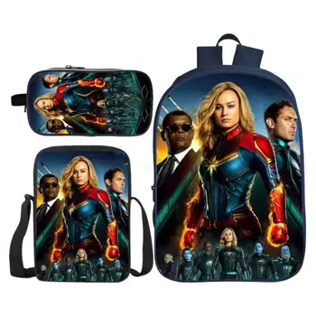 

Hot 3Pcs/Set Printing 3D Captain Marvel Kids Shoulder Backpacks Avengers Children School Bags for Boys Schoolbag Girls Book Bag