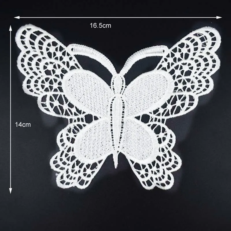 2 шт. красивая белая вышитая бабочка форма Кружева декольте Воротник Аппликация Вышивка швейная ткань аксессуары BW076