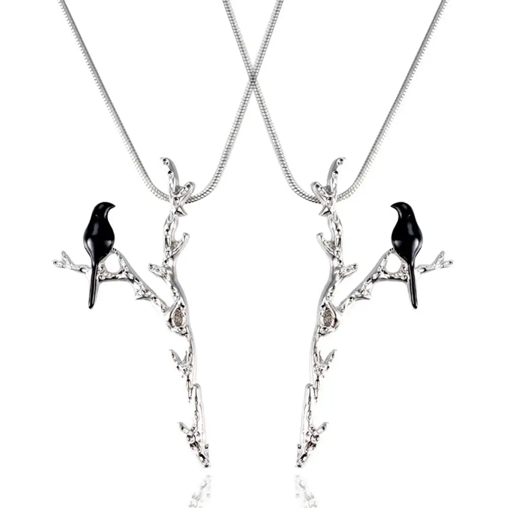 1 Pair Fashion Personality Branch Black Bird Pendant No Necklace Vintage Cute Animal Collar Colar Women Jewelry | Украшения и
