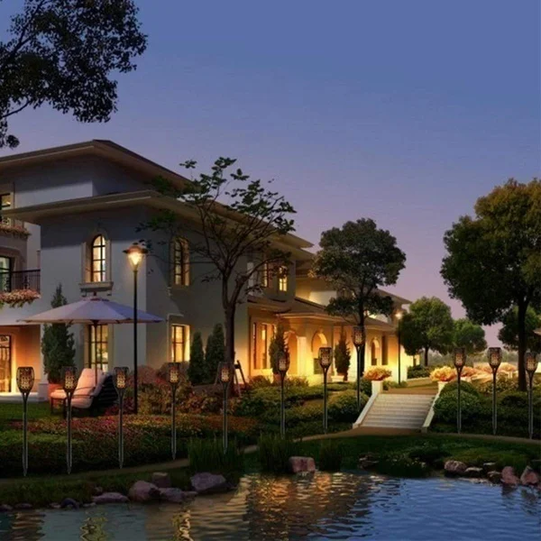 Chama à Prova Lâmpada da Tocha Luz do Jardim ao ar Solar Livre Dwaterproof Água Led Paisagem Lâmpada Gramado 7 Cor 15 7 cor solar luz do jardim ao