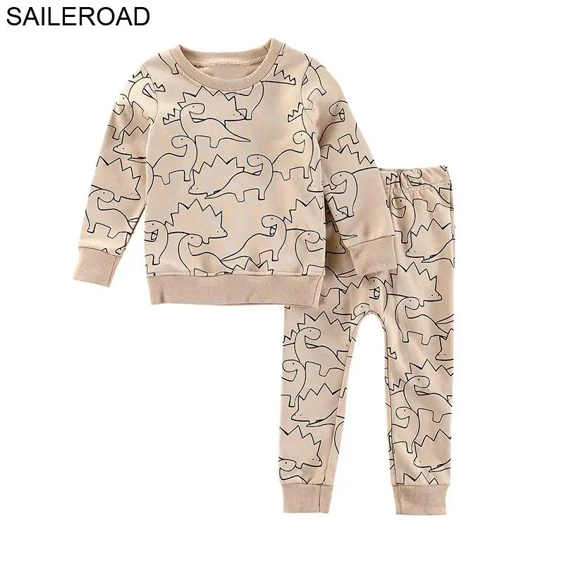 

SAILEROAD Cartoon Dinosaur New Children Kids Boys Suits Sweatshirt And Pants Clothing Sets Kids Baby Outfit Clothing 2 To 7Years