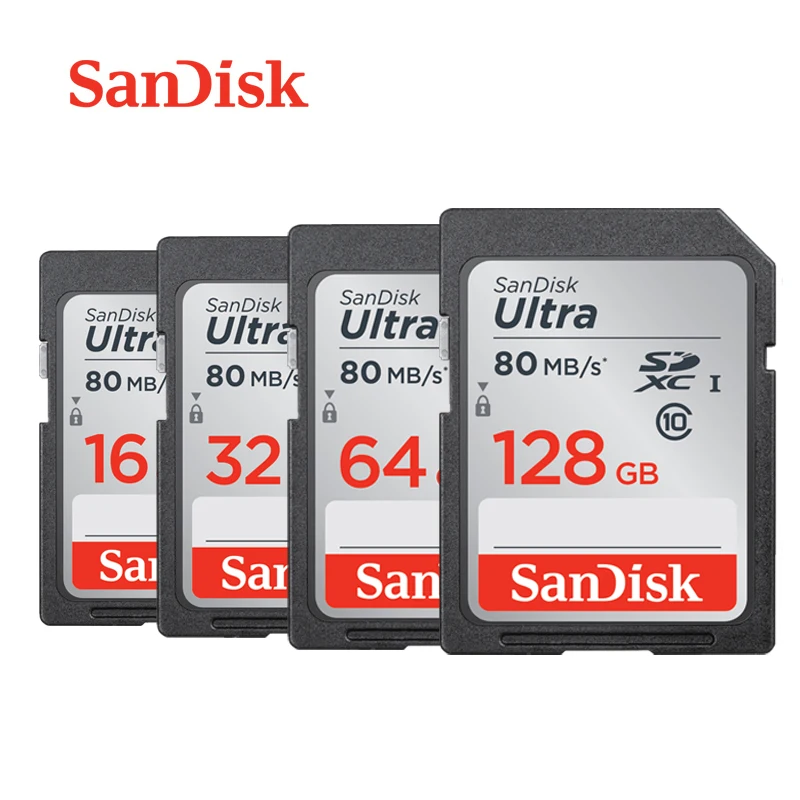 

SanDisk Ultra Original SD card 16GB 32GB SDHC 64GB 128GB SDXC Class10 Memory Card C10 FULL HD Video 80mb/s USH-1 for Camera