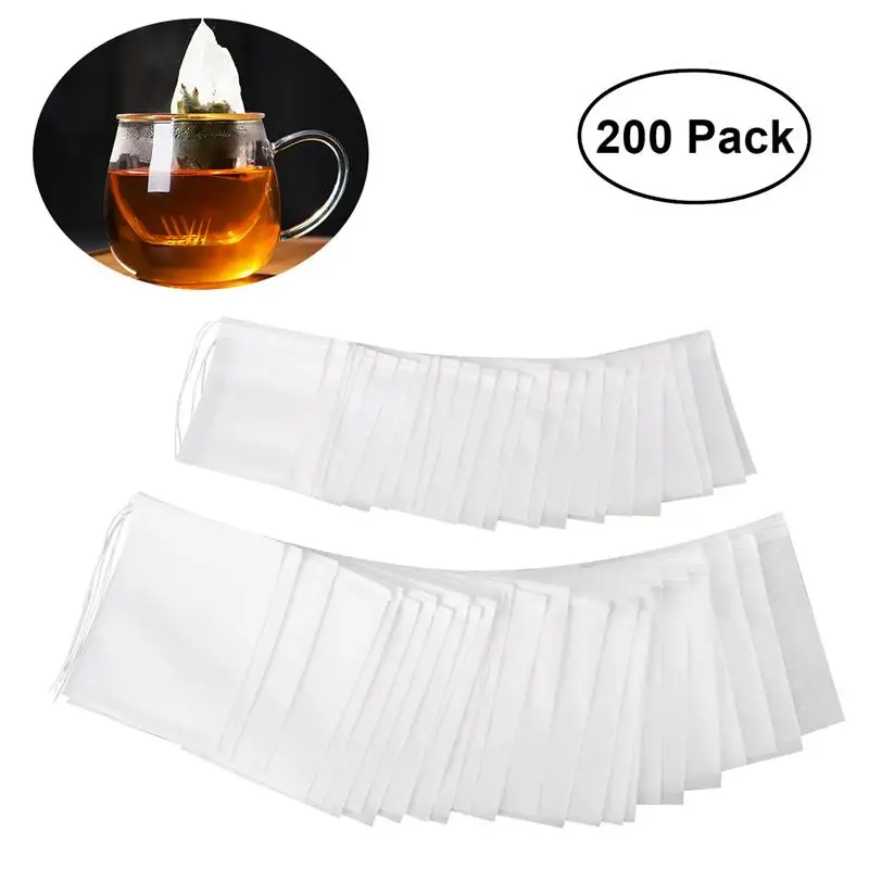 200pcs Drawstring Tea Bag Filter Paper Empty Tea Pouch Bags for Loose