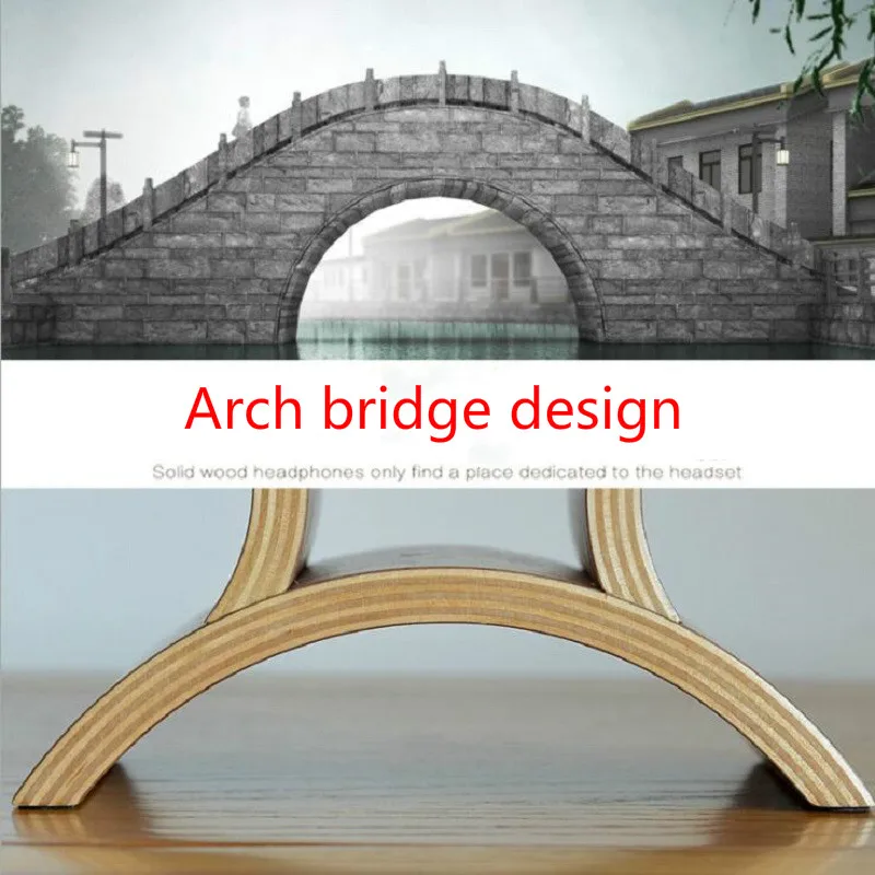 Ghxamp Headphone Stand Headset Holder Universal Walnut Wood Arch Shape Earphone Hanger Desk Display Shelf Rack For Headphoe 1pc