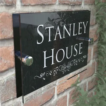 

Contemporary 200x140mm House Number Sign Plaque Glass Effect Acrylic Door Sign