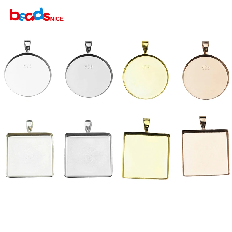

Beadsnice Wholesale 925 Sterling Silver Pendant Setting Round DIY Silver Jewelry for gift in factory price ID26727