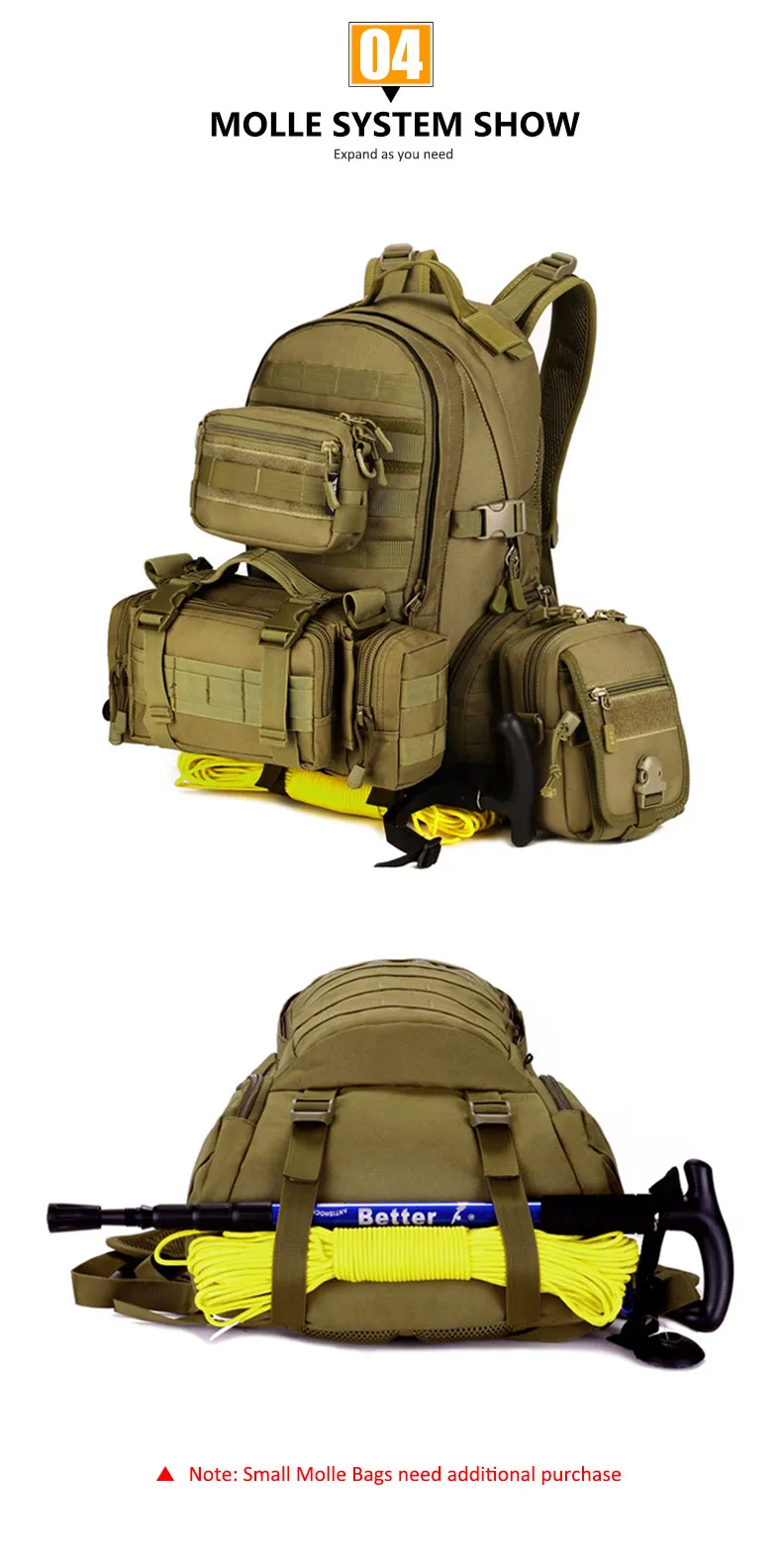 Bolsas de Desporto Tático Militar Mochila Acampamento Assalto Molle Montanhismo Caminhadas Camuflagem Caça Bolsa Xa369wd 35l 11 Cheap Mochilas escal.