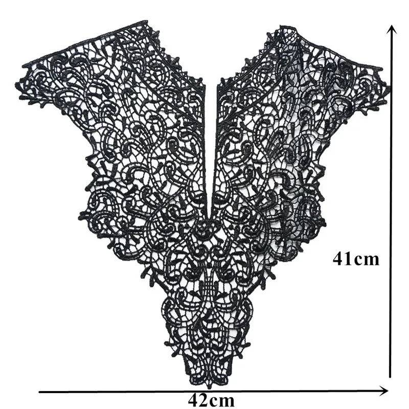42 см вышитые V воротник аппликации полые резные Синий Черный Красный Белое кружево для отделки ткани вышивать на пачках для свадебного платья DIY