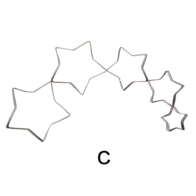 5 шт. Круглый/Сердце/цветок/звезда/треугольник форма формочки для печенья Штамп год инструменты для украшения торта форма для печенья Рождественский резак HB - Цвет: C