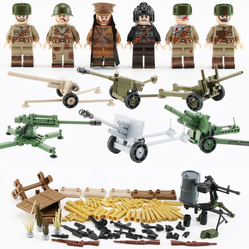 

NEW Military Soviet Army Soldiers Figures Building Blocks Soviet weapons Guns Accessories Military blocks toys for children gift