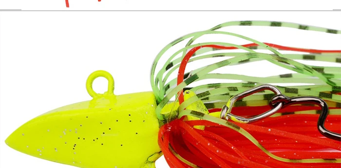 Fishing Lure Buzz Bait Spinnerbait Spinner Spoons Lead head Metal Hook Rubber Jig Head 7.7cm 7g 5pcs Fishing Tackle  (7)