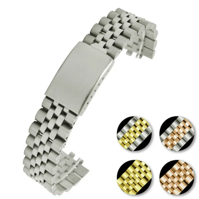 

Curved Head New Watchbands Belt Stainless Steel Solid Watch Strap Watch Band Accessories Yellow Gold Silver 13mm 17mm 20mm