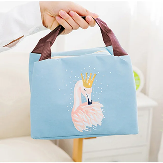 Сумка для пикника с фламинго, переносные пакеты для холодильника, водонепроницаемая теплая сумка для еды, многофункциональная изолированная сумка - Цвет: Синий