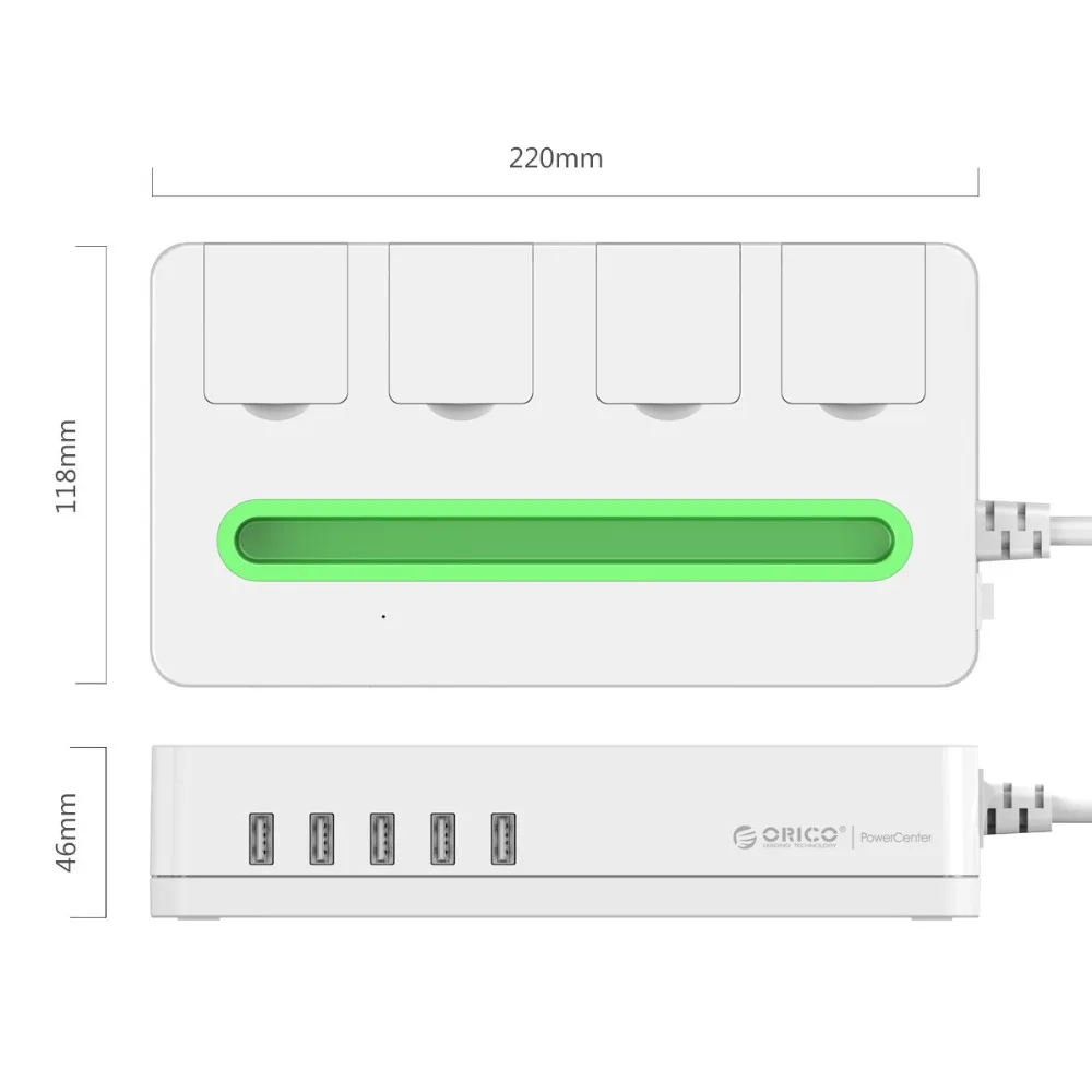 Orico розетка с 5 usb-портами для домашнего офиса, электроники, США штекер, защита от перенапряжения с держателем для телефона