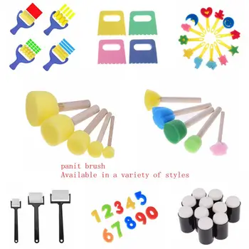 

4pc/lot DIY Doodle Drawing Toys Yellow Sponge Paint Brush Seal Sponge Brush Handle Children Graffiti Painting Toy Kids Craft