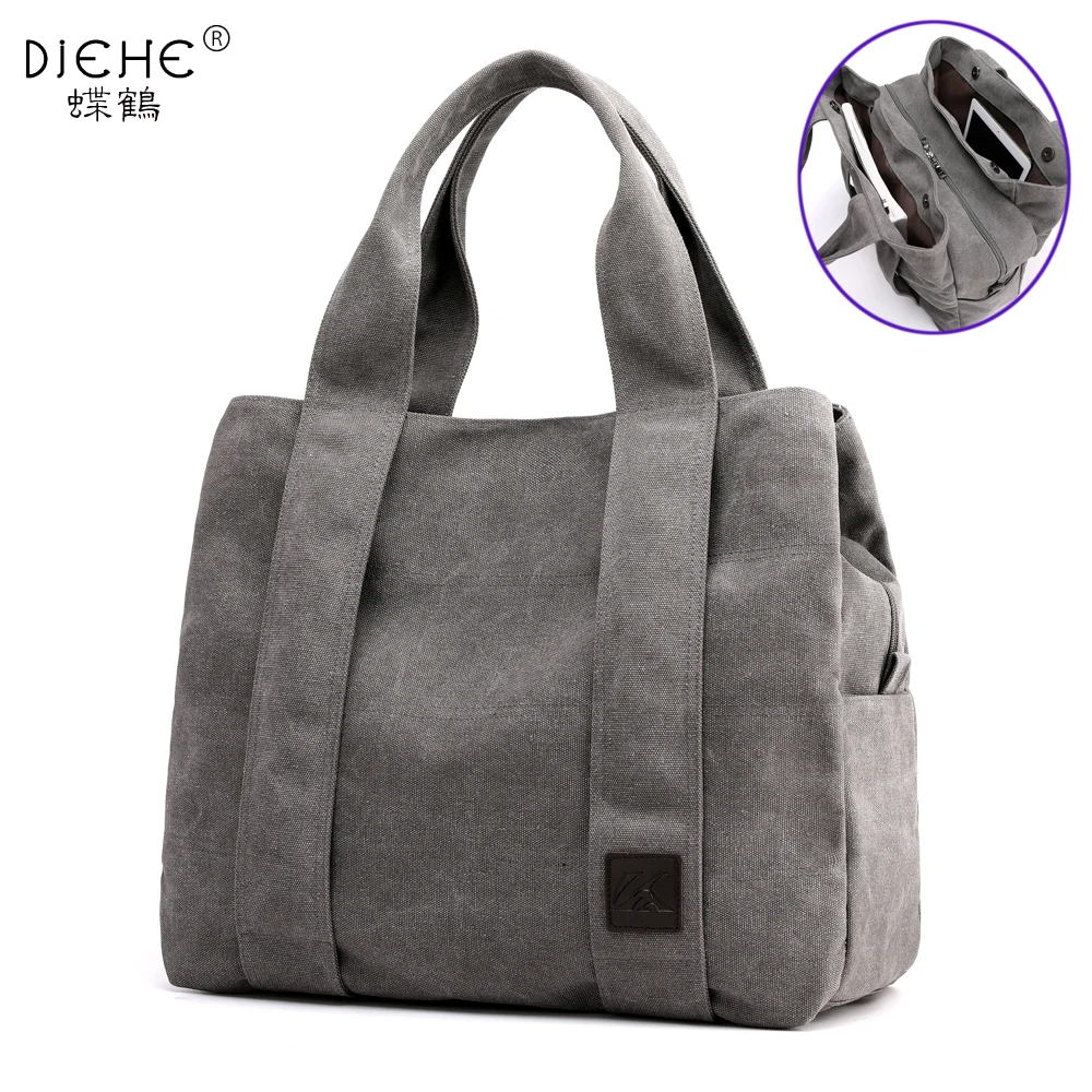  Woman Canvas Handbags Casual lady Big Capacity Shoulder Bags Girls Crossbody Pack Vintage Solid Mul - 32997357740