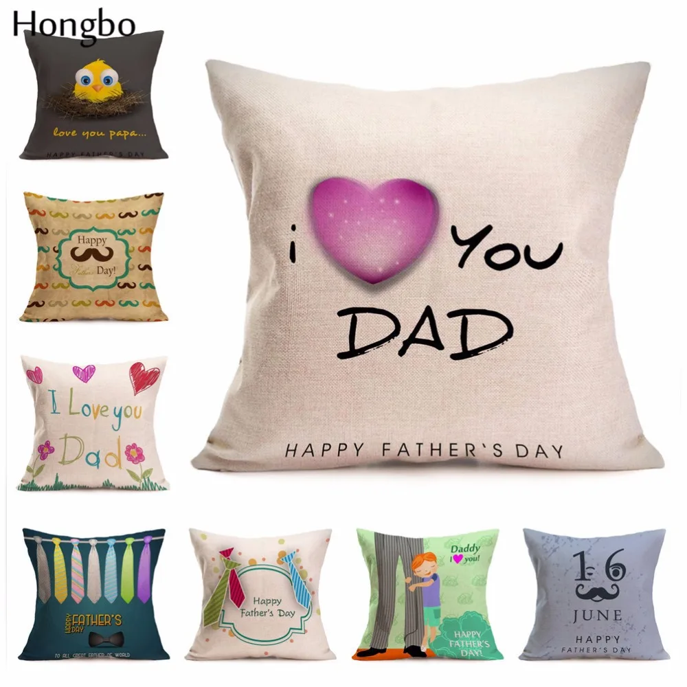 

Hongbo Cushion Cover Happy Father Day I Love Daddy Cotton Linen Throw Waist Pillowcase for Sofa Car Home Decor