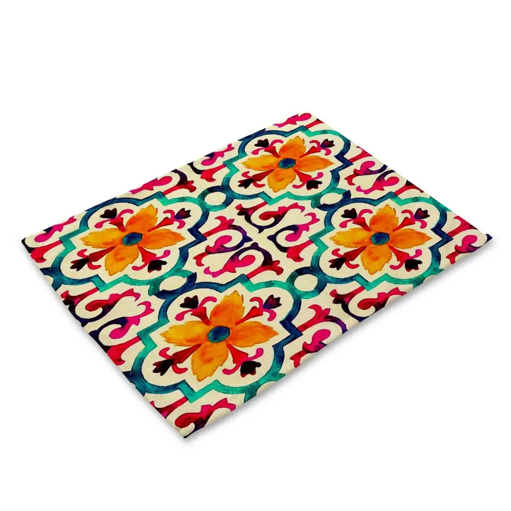 Модный цветочный узор, коврик для стола, креативный мандала, цветок, салфетка для стола для свадьбы, кухонный декор, столовые принадлежности - Цвет: MP00373