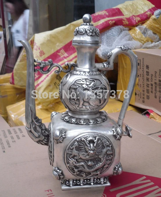 

shitou 001014 Tibetan bronze dragon foo dog statue tibet Butter teapots pot Fast shipping discount 30% (C0324)