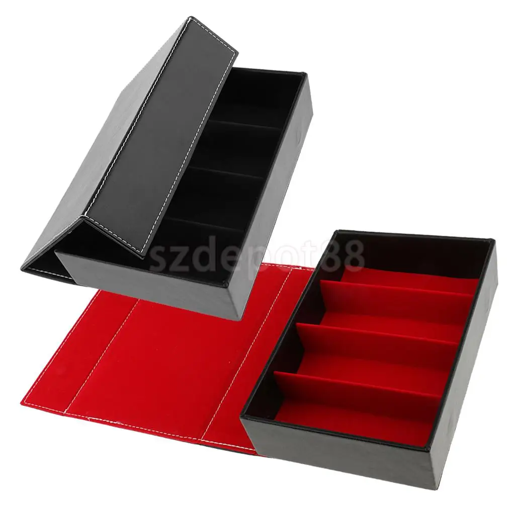

2pcs PU Leather Reading Eyeglass Sunglasses Glasses Storage Display Case Box Jewelry Watches Organizer Container 4 Compartments