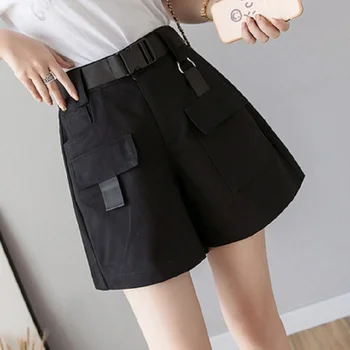 

woman 2019 summer fashion casual high waist loose thin wide leg overalls five points female harem pants