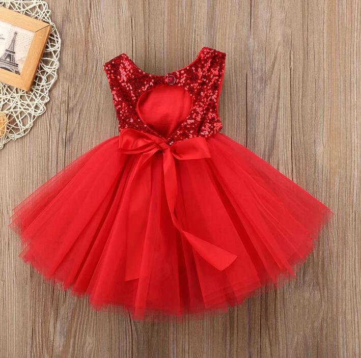 spesifikasi Pageant Anak Bayi Gadis Putri Gaun Tutu Tulle Kembali Berongga Out Party Dress Pink Red Ball Gown Formal Dresses Pakaian