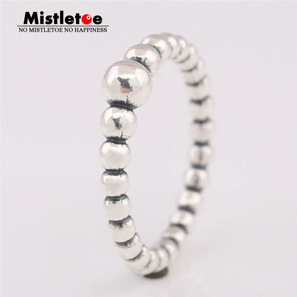 

Mistletoe Genuine 925 Sterling Silver String of Beads Ring European Jewelry