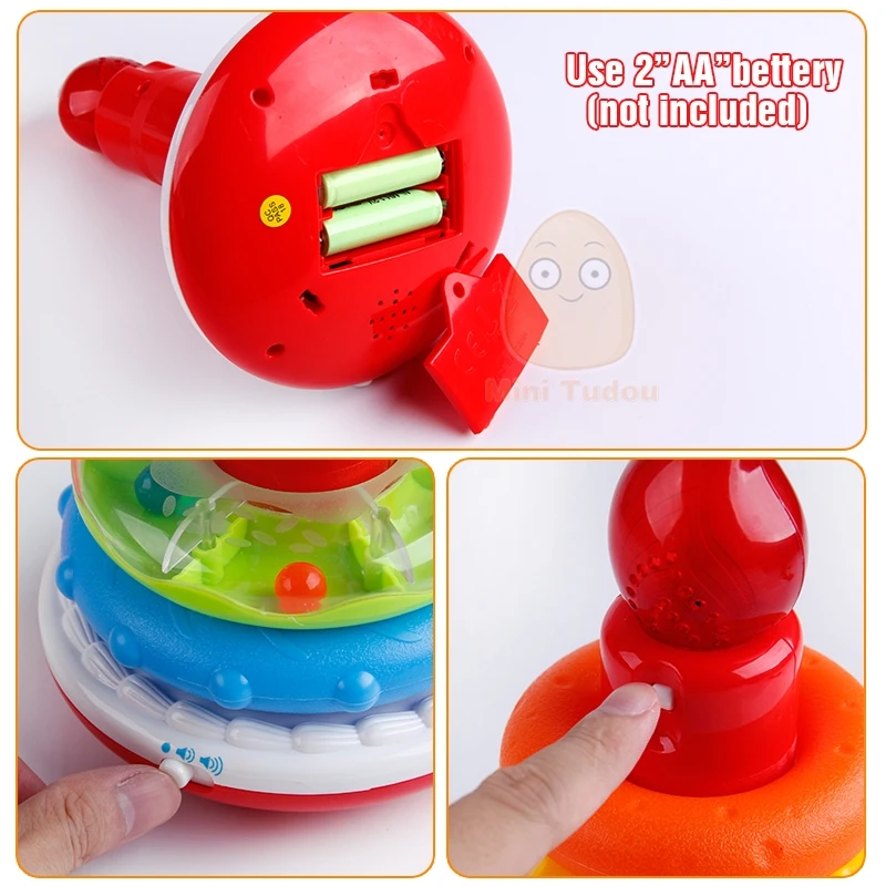 Educational Toys Rainbow Ring With Light Sound Toddler Puzzles Stacking Cup Baby Nesting Tower Sorters Constructor For Children