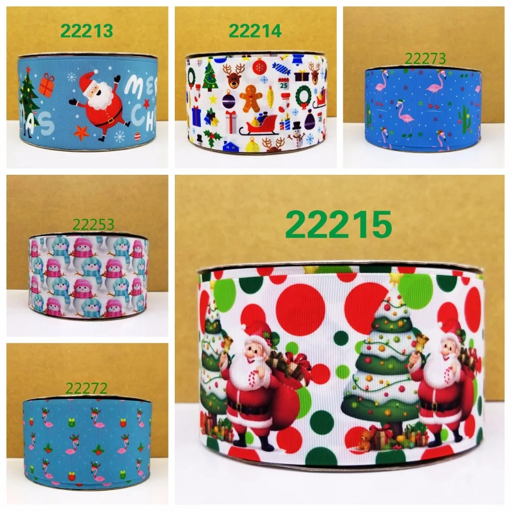 

Free shipping 50 yard Christmas ribbon printed grosgrain ribbon 22215