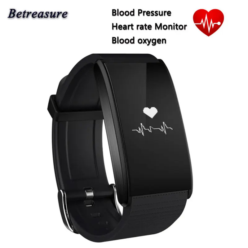 ФОТО Betreasure Blood Pressure Bluetooth Smart Wristband Heart Rate Fitness Tracker Smartband Wear Smart bracelet for iOS Android