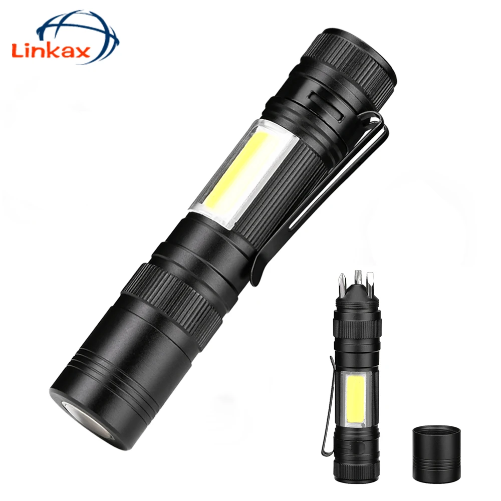 

Multi Portable COB LED Flashlight with Screwdriver Magnet Torch Tools Light Up Light