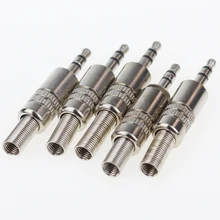 5 pces 3.5mm 3-pólo estéreo metal plug conector 3.5 plug & jack adaptador com terminais de fio de solda 3.5mm plugue estéreo