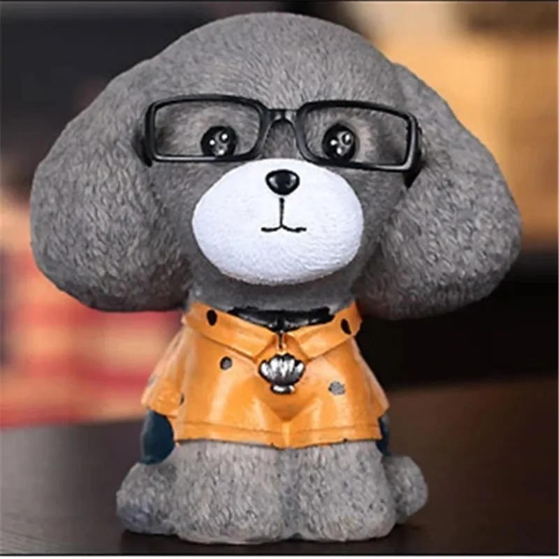 

Simulation Cute Puppy Statue Poodle Creative Cartoon Piggy Bank Resin Action Figure Collectible Model Toy Gift 16 CM E15