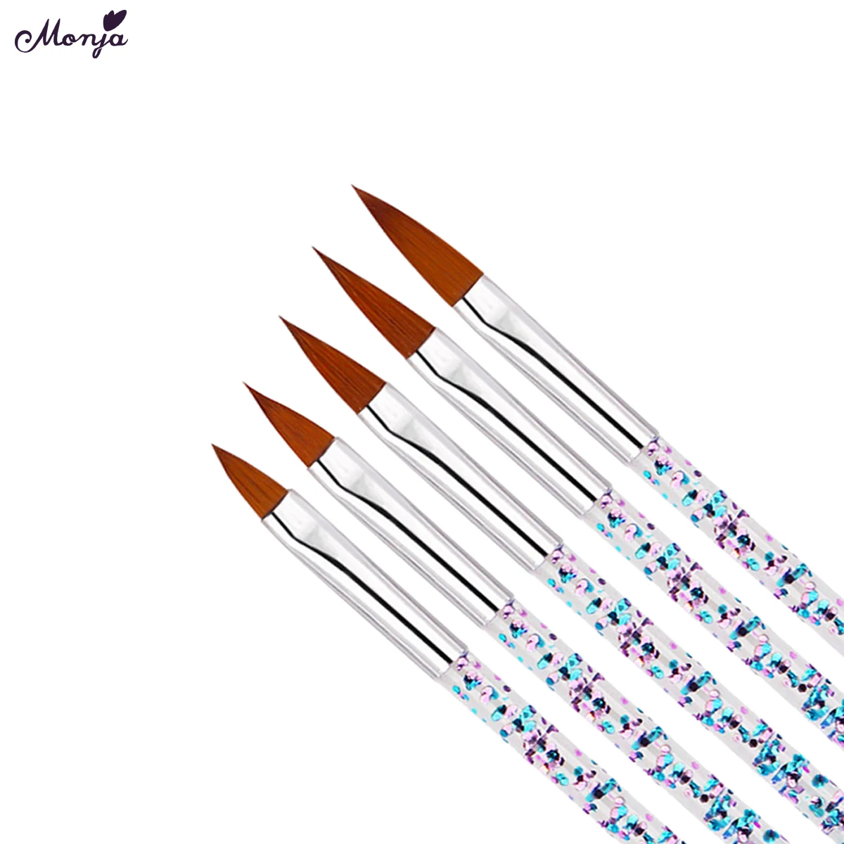 

Monja 5pcs Nail Art Acrylic Liquid Powder Carving Brush Pen 3D Crystal Flower DIY Builder Manicure Tools Kit