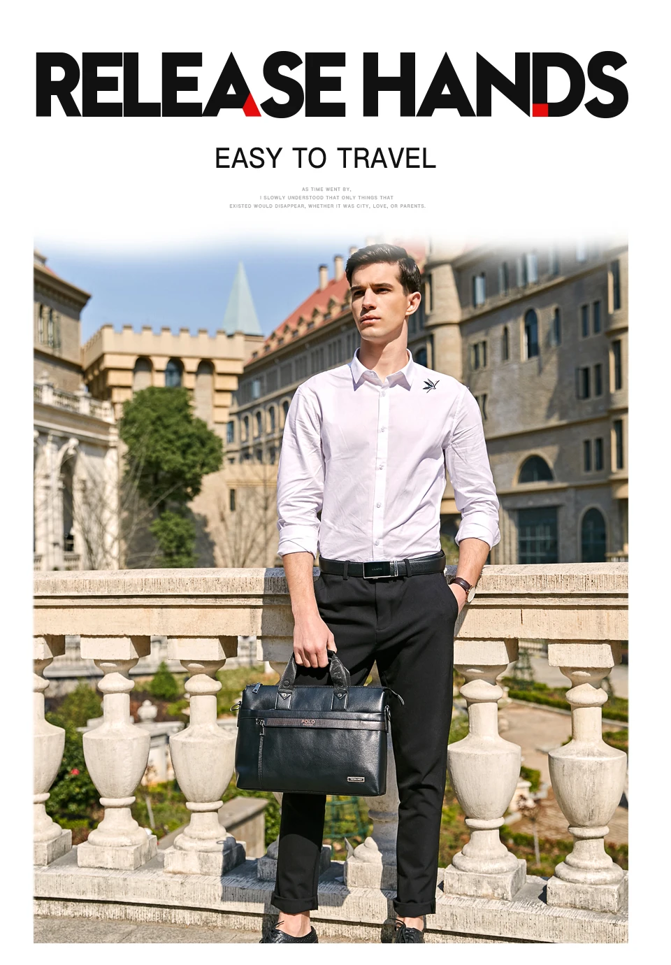 business man on the street holding a leather laptop bag