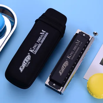

EASTTOP 12 Hole Chromatic Harmonica Deluxe Package Solid Black Harmonica Cute Musical Instrument