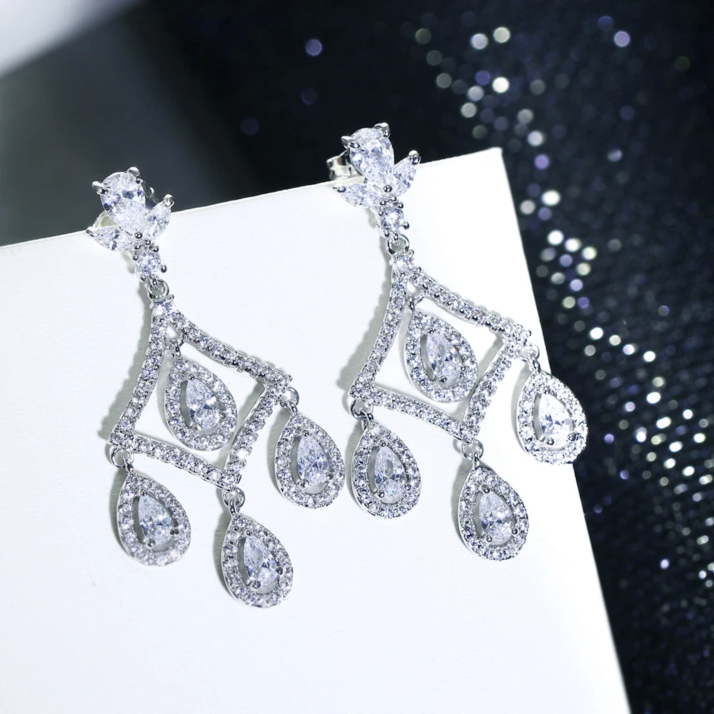 White/Gold color jewelry fast delivery statement jewellery copper elegant drop earrings for women New Water drop earring