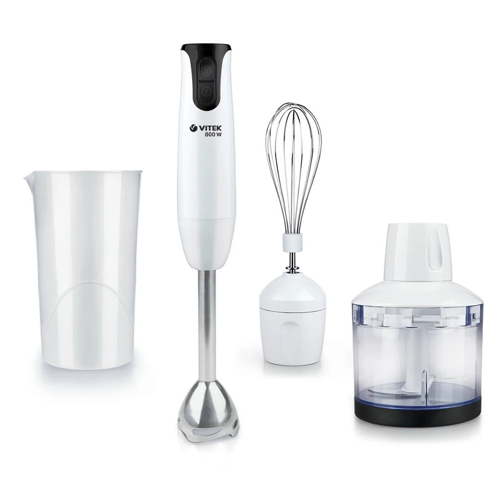 Immersion blender VITEK VT-3412 W (Power 800 W, 2 speeds, chopper capacity 500 ml, measuring cup capacity 700 ml, whisk) Immersion blender VITEK VT-3412 W (Power 800 W, 2 speeds, chopper capacity 500 ml, measuring cup capacity 700 ml, whisk)