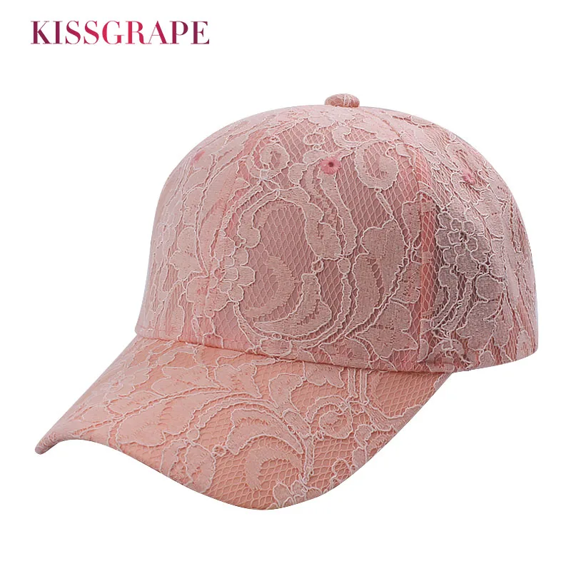 

Brand 2019 New Summer Lace Breathable Baseball Caps for Women Spring Solid Color fitted cap snapback hat gorras Sun Hat casquete