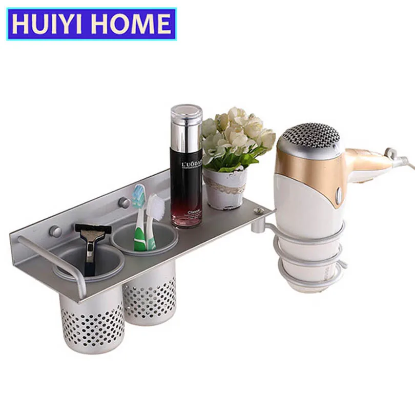 

Hair Dryer Holder Shaver Comb Storage Shelf Aluminum Bathroom Organizer Holder For Hairdryers Toothbrush Hair Tool Box EGN302