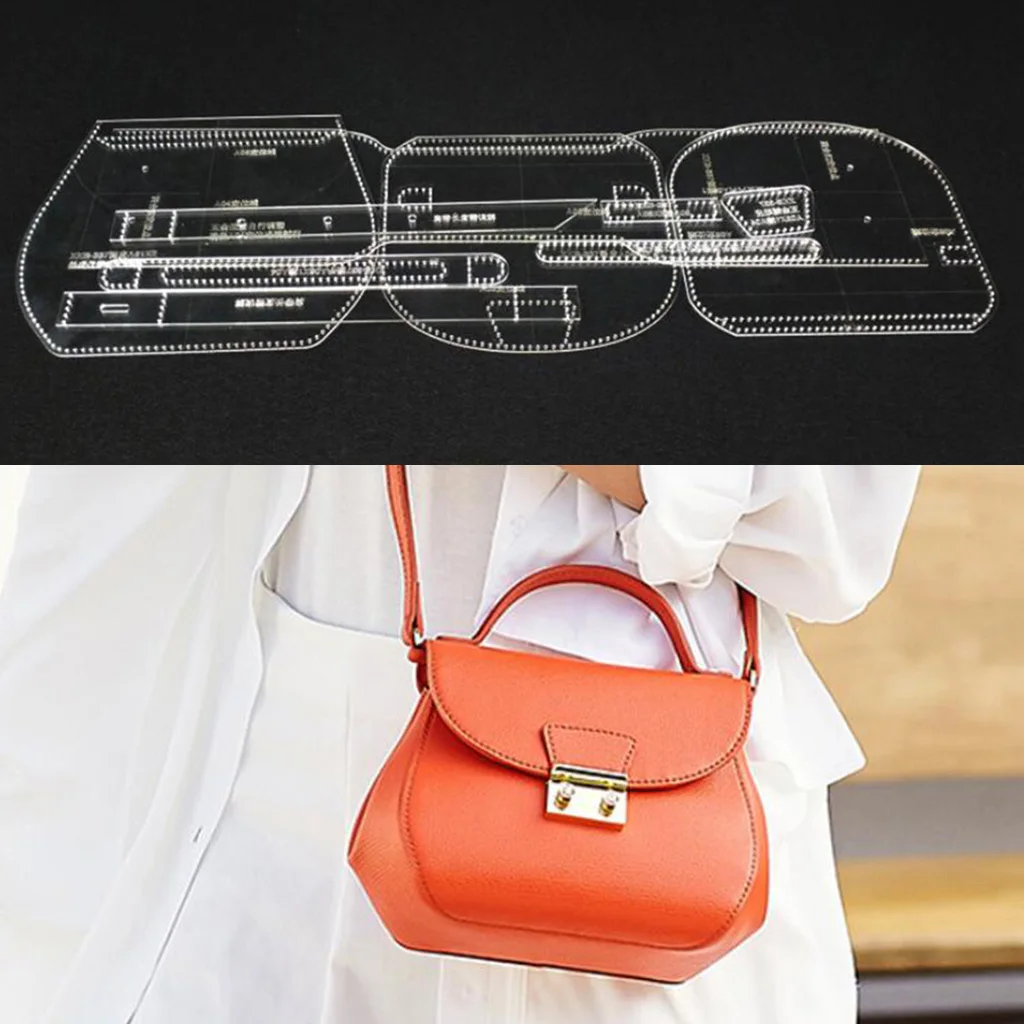 10Pcs DIY Women's Handbag Stencil Template Acrylic Leather Shoulder Bag Pattern Craft Tool