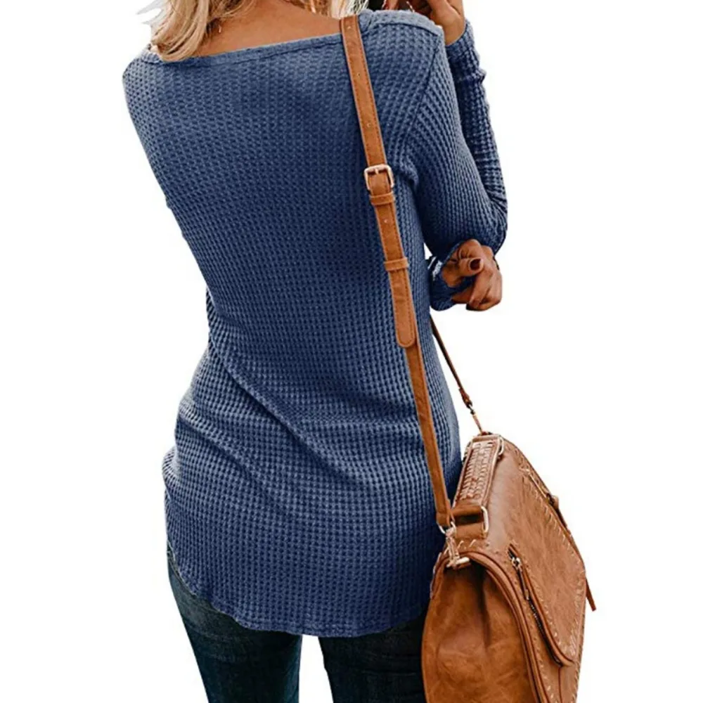 Новая однотонная трикотажная блузка женская повседневная с v-образным вырезом и длинным рукавом Женские топы с v-образным вырезом с длинным рукавом облегающая блузка Повседневная Топ рубашка