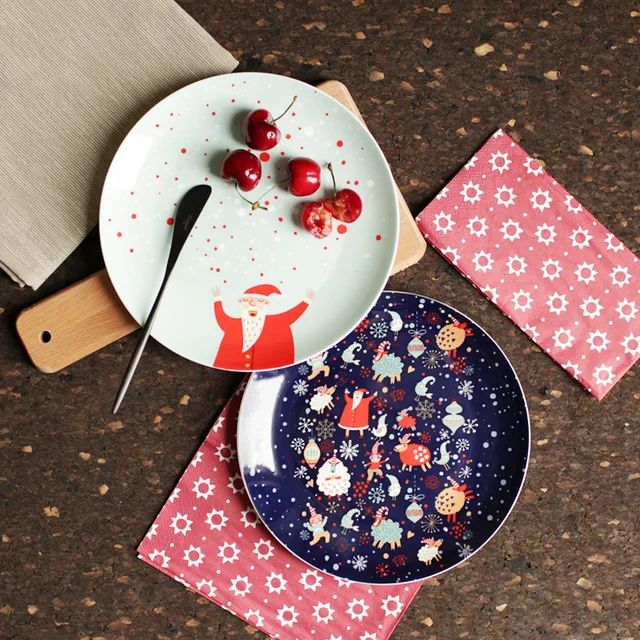 8 inch christmas plate decorative dishes plates bone china 2pcsset tableware kitchen dining dinner - Christmas Plates 8 inch christmas plate decorative dishes plates bone china 2pcsset tableware kitchen dining dinner - Christmas Plates
