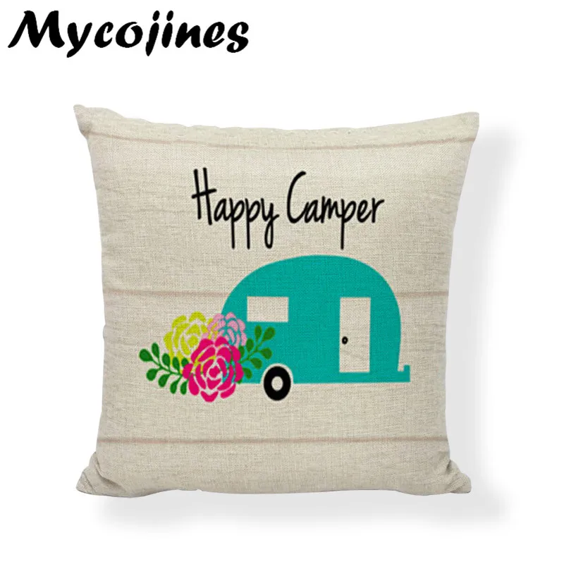 Горячая Распродажа льняная наволочка для подушки Happy Driving Camping деревянный валик
