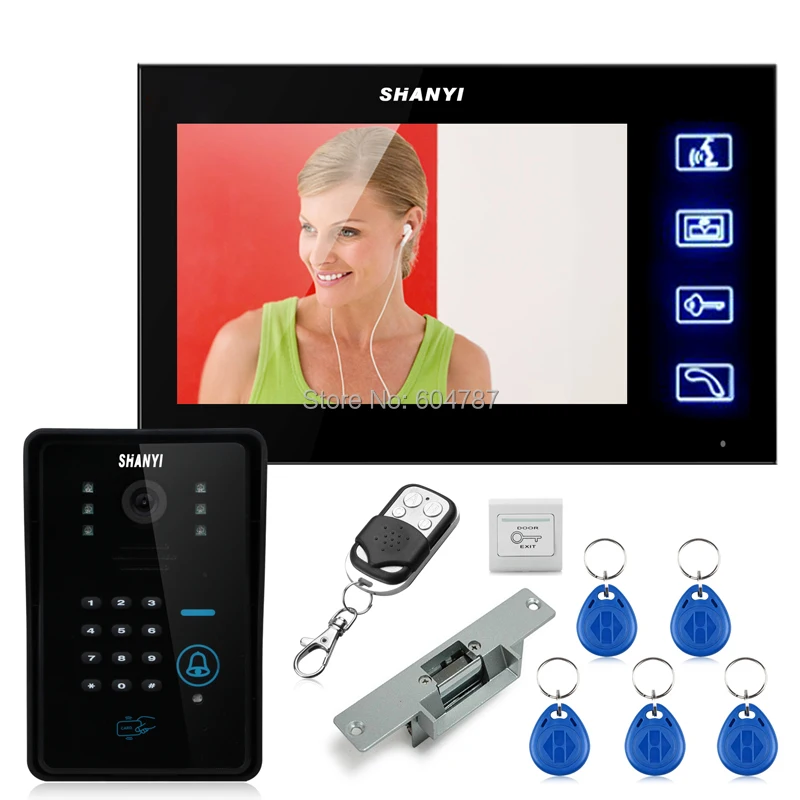 7\ LCD Monitor ID Card Unlocking Video Door Phone Wth IR Camera & Code Keypad Electric Strike Door Lock 7\ LCD Monitor ID Card Unlocking Video Door Phone Wth IR Camera & Code Keypad Electric Strike Door Lock