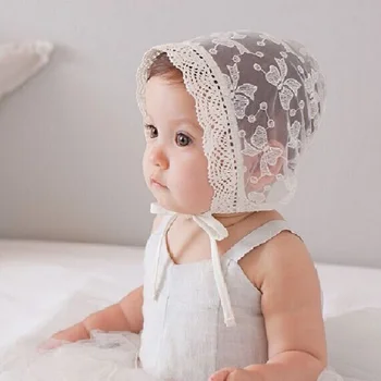 

Clear Spring Summer Baby Girls Princess Hats Bonnet Retro Lace Caps Photography Cotton Palace Floral Beanies Cute Sun Hats