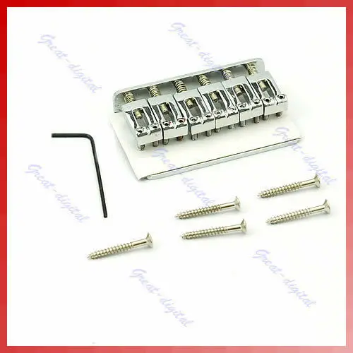 

65mm 6 Saddle Chrome Hardtail Guitar Bridge Top Load New