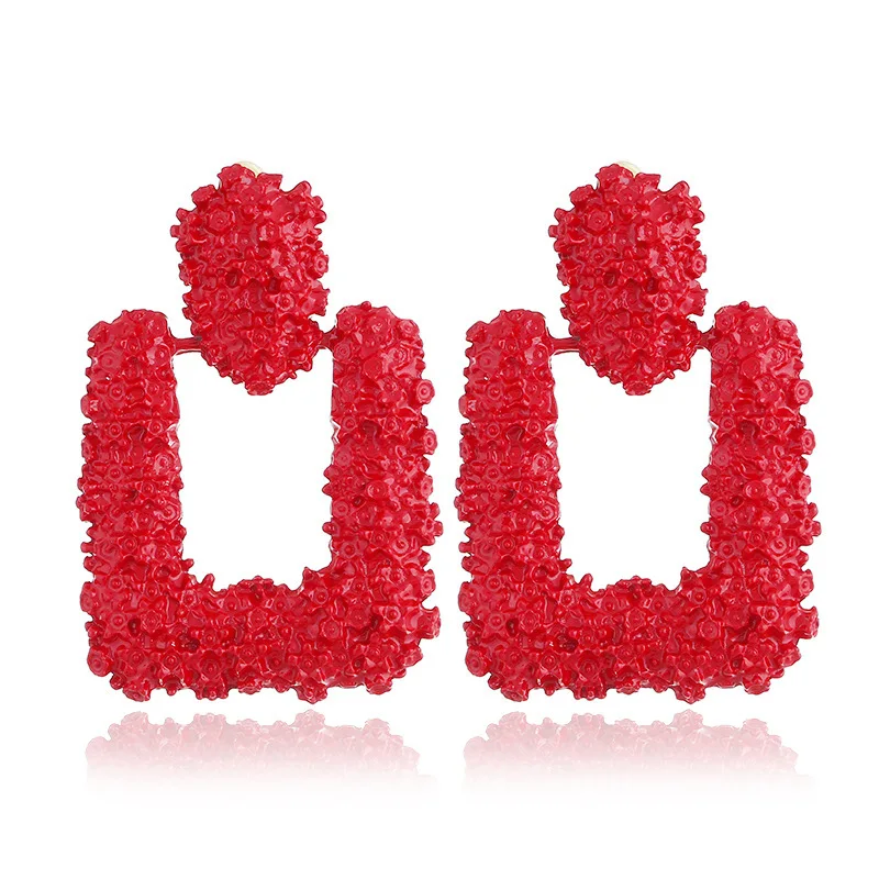 

2019 New Exaggerated Matte Stud Earrings For Women Metal Earing Gold Silver Black Yellow Red Creative Girl Jewelry EH062